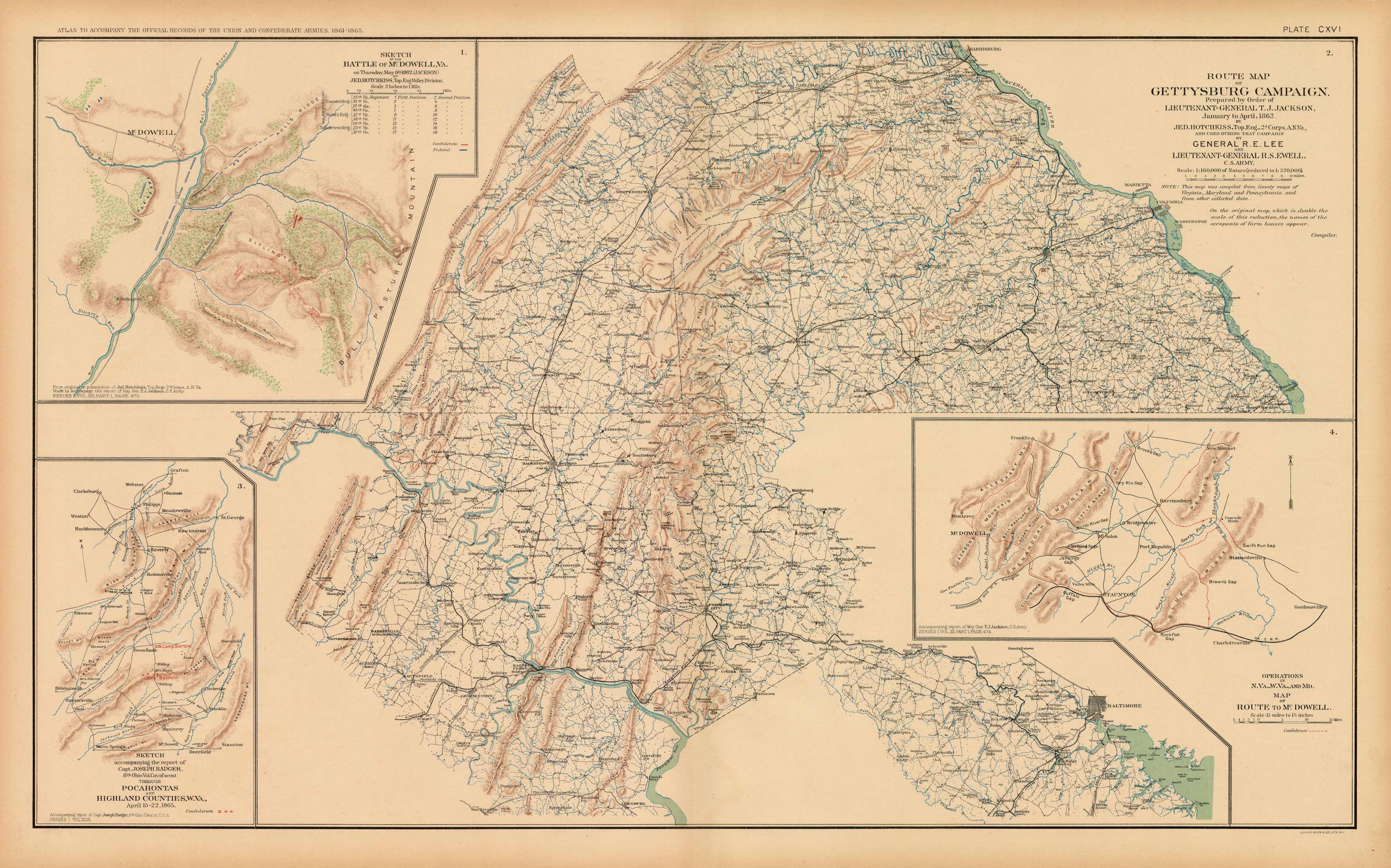 Civil War Atlas Plate Battle Of Mcdowell Va Gettysburg