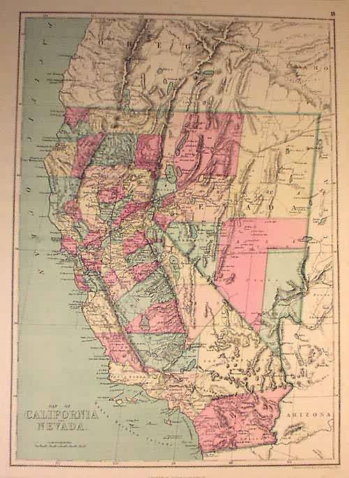 Map Of California And Nevada Art Source International