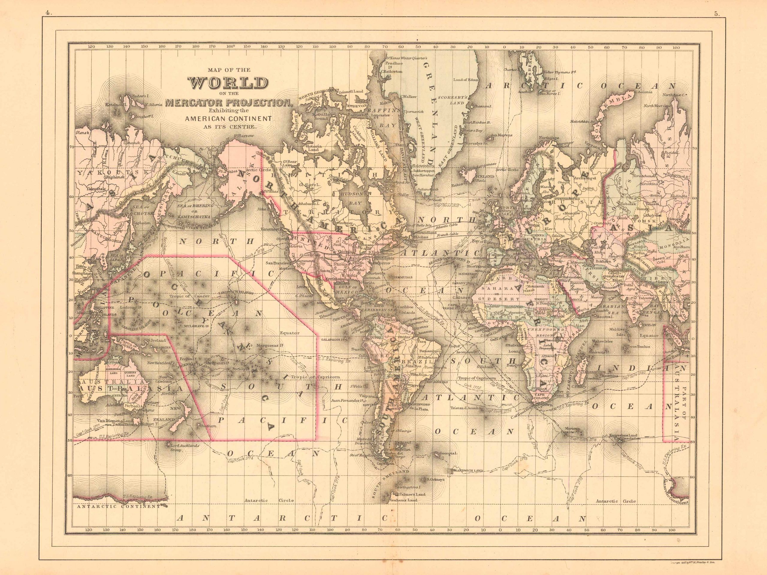 Map Of The World On The Mercator Projection Art Source International 8319