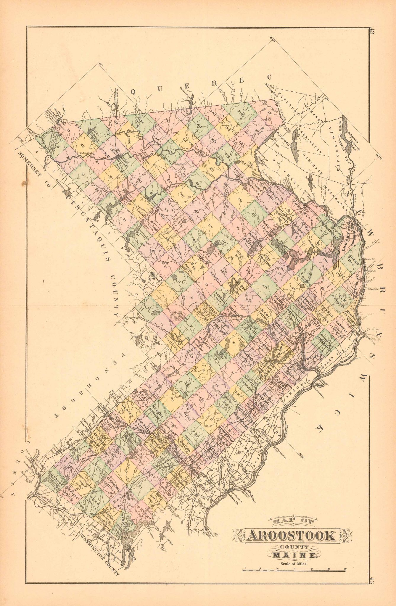 Stuarts 1890 Map of Aroostook County, Maine Art Source International