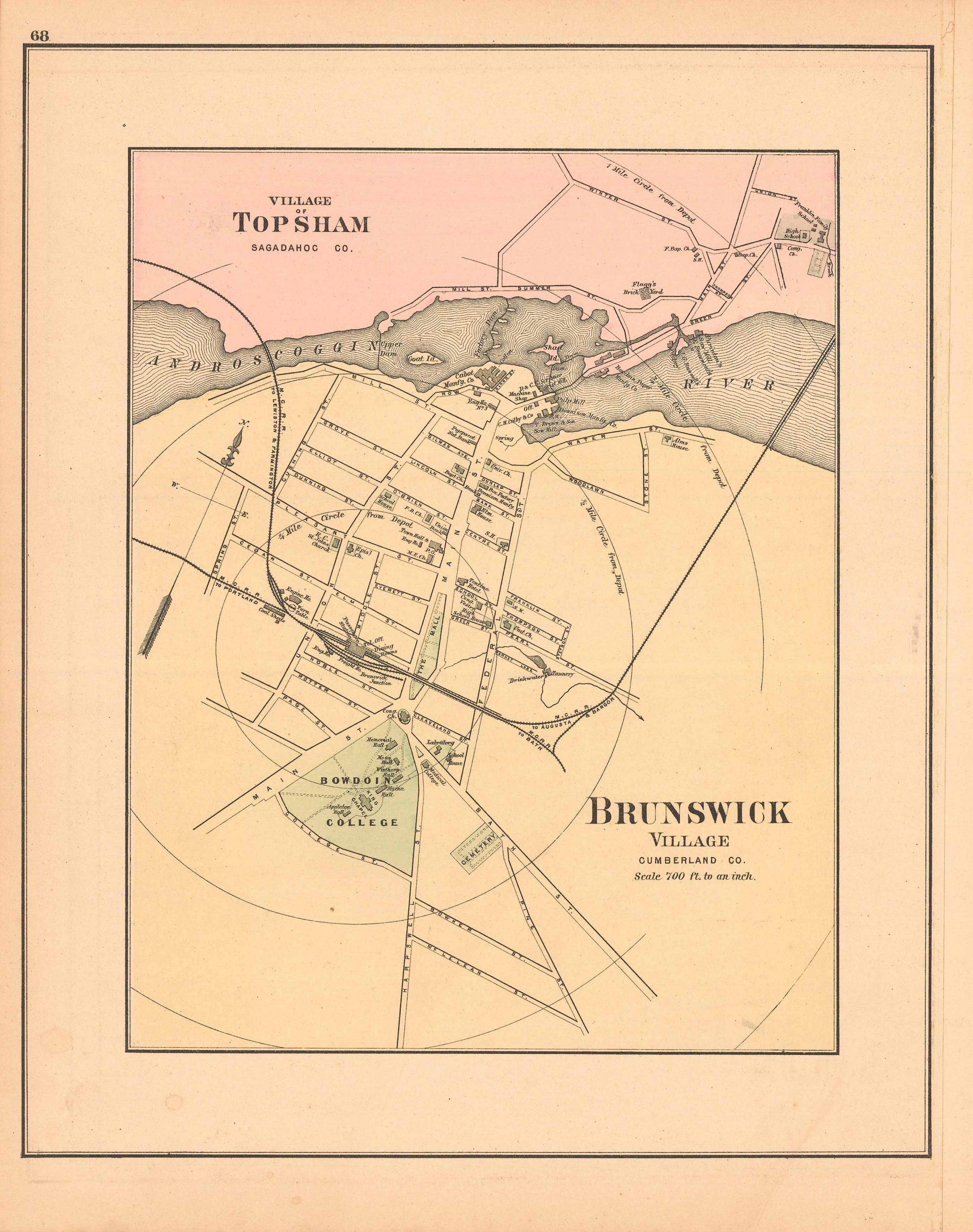 Colby's 1884 Map of Brunswick Village, Cumberland Co. Village of ...