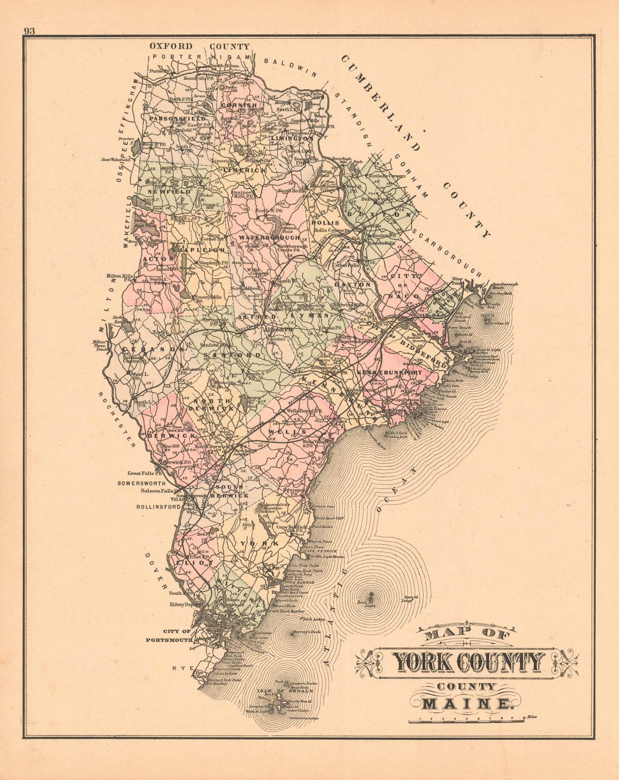 Colbys 1884 Map Of York County Maine Art Source International 6337