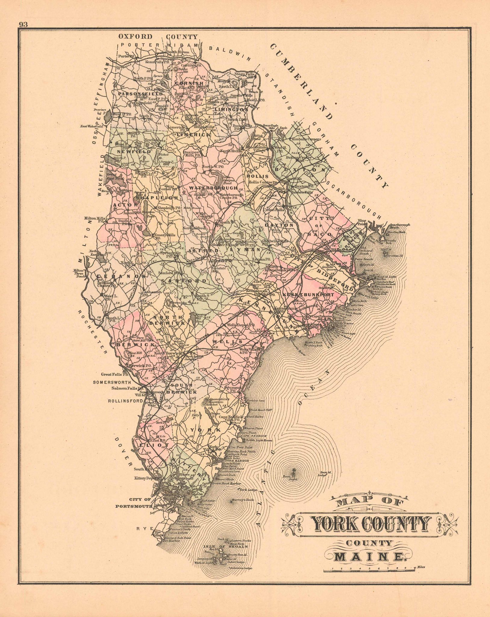 Colby S 1884 Map Of York County Maine Art Source International   MAINE 1884 YORK 1627x2048 