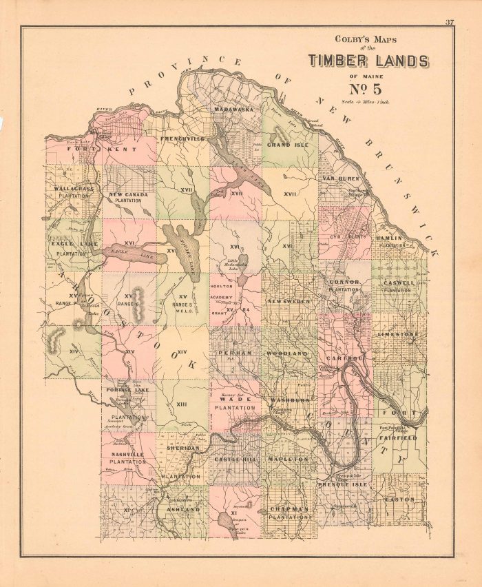 Colby's 1884 Maps Of The Timber Lands Of Maine No.5' - Art Source ...