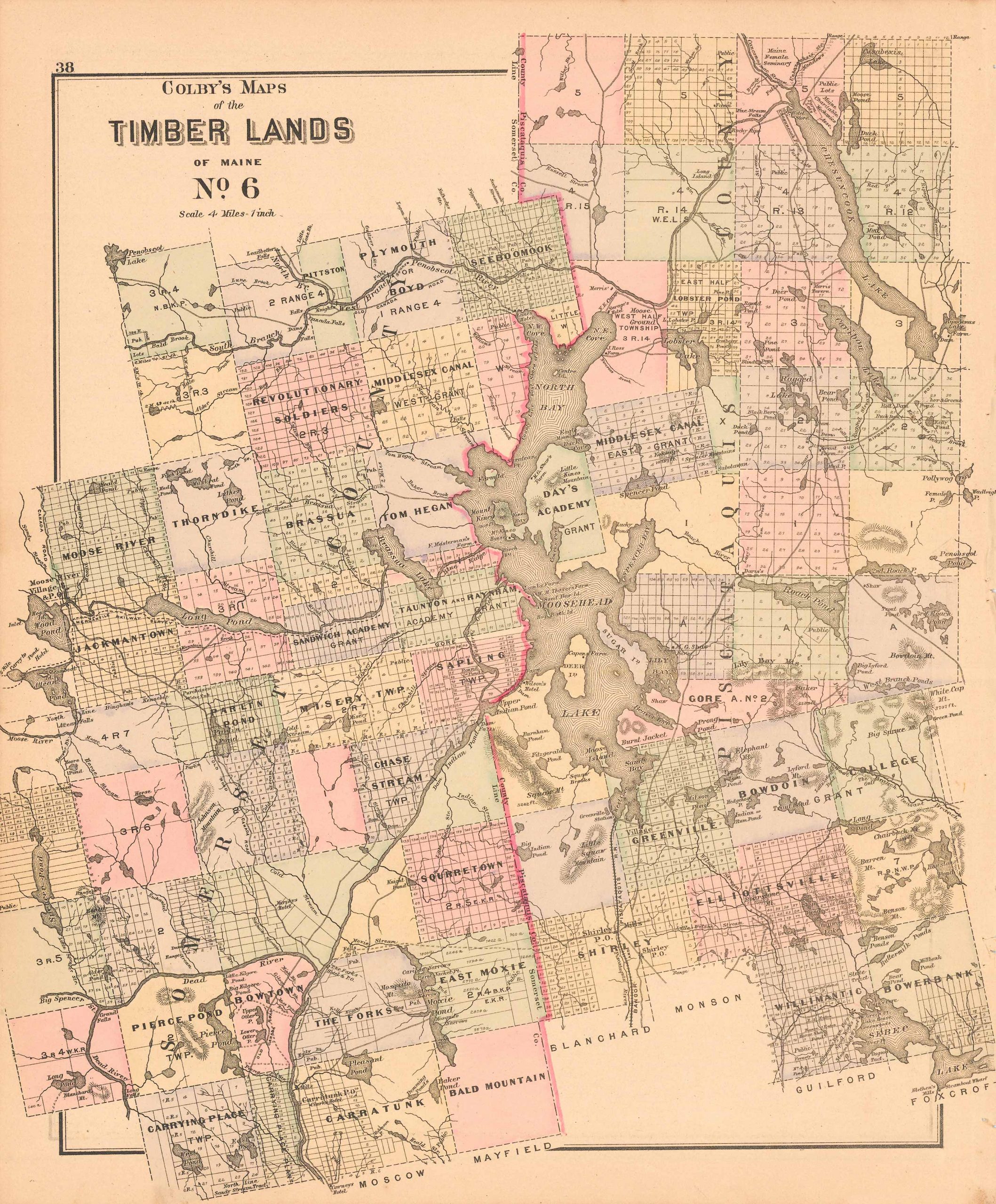 Colby's 1884 Maps Of The Timber Lands Of Maine No.6' - Art Source ...