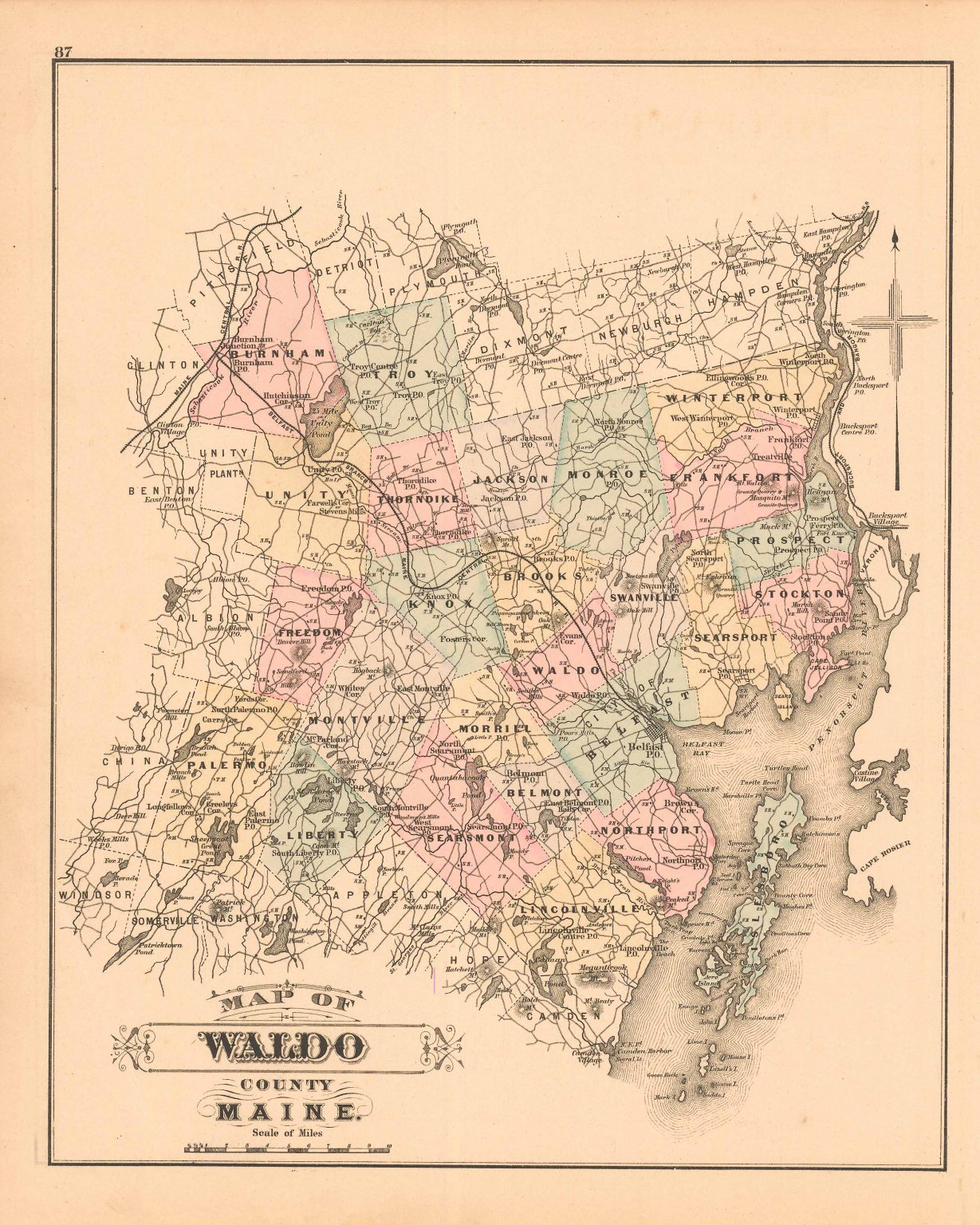 Colby's 1884 Map of Waldo County, Maine Art Source International