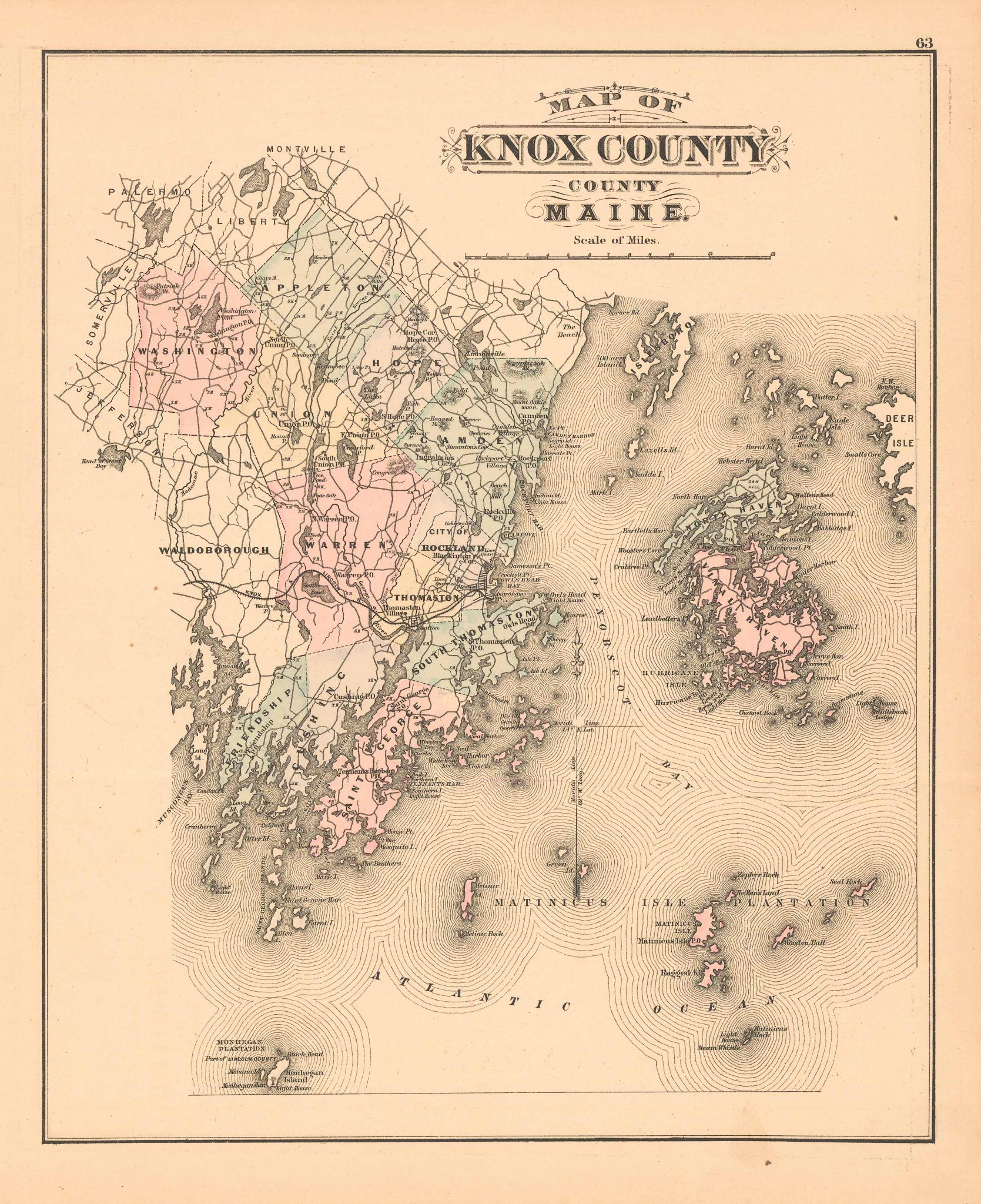 Colby's 1884 Map Of Knox County, Maine - Art Source International