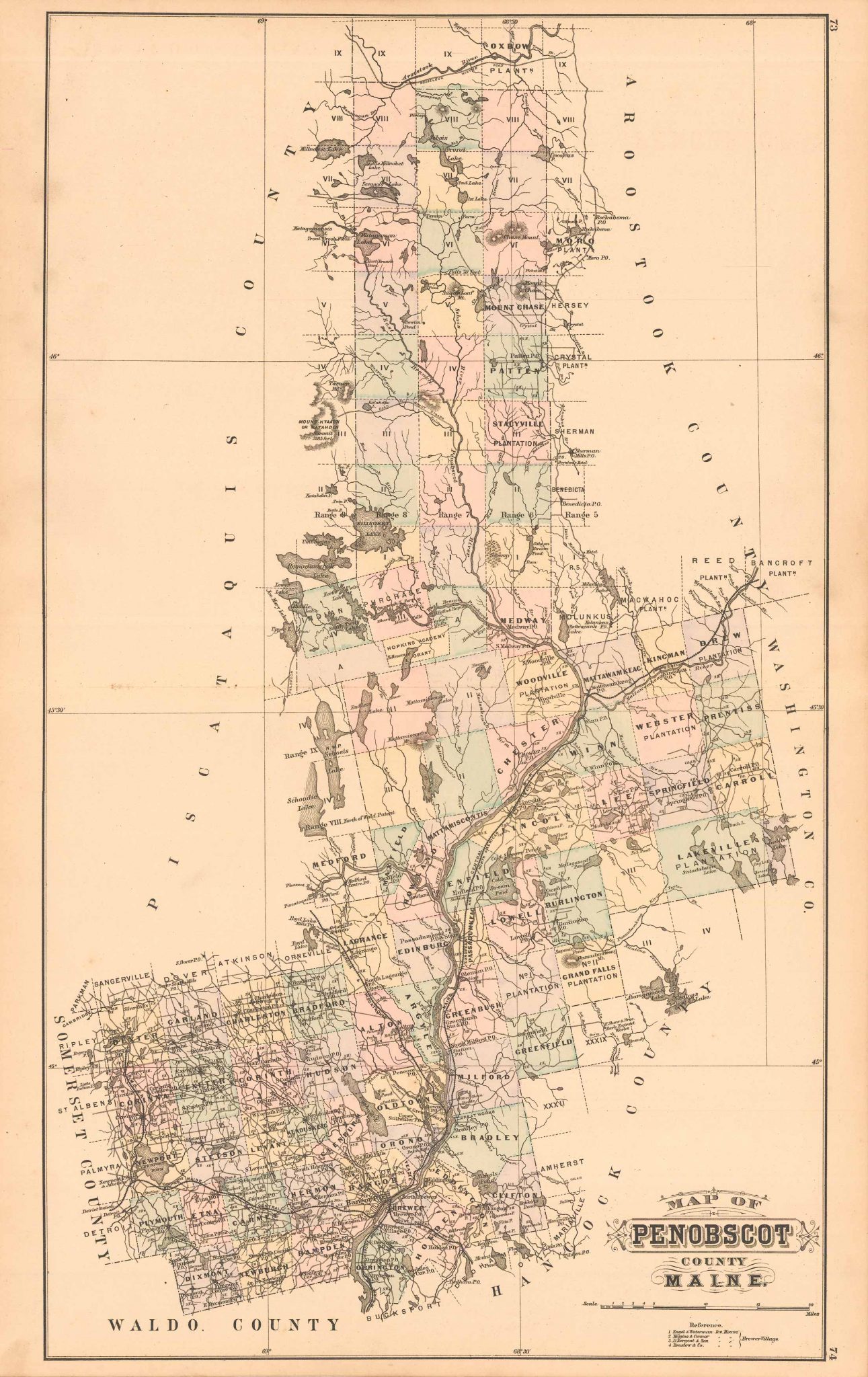 Colbys 1884 Map Of Penobscot County Maine Art Source International 9200