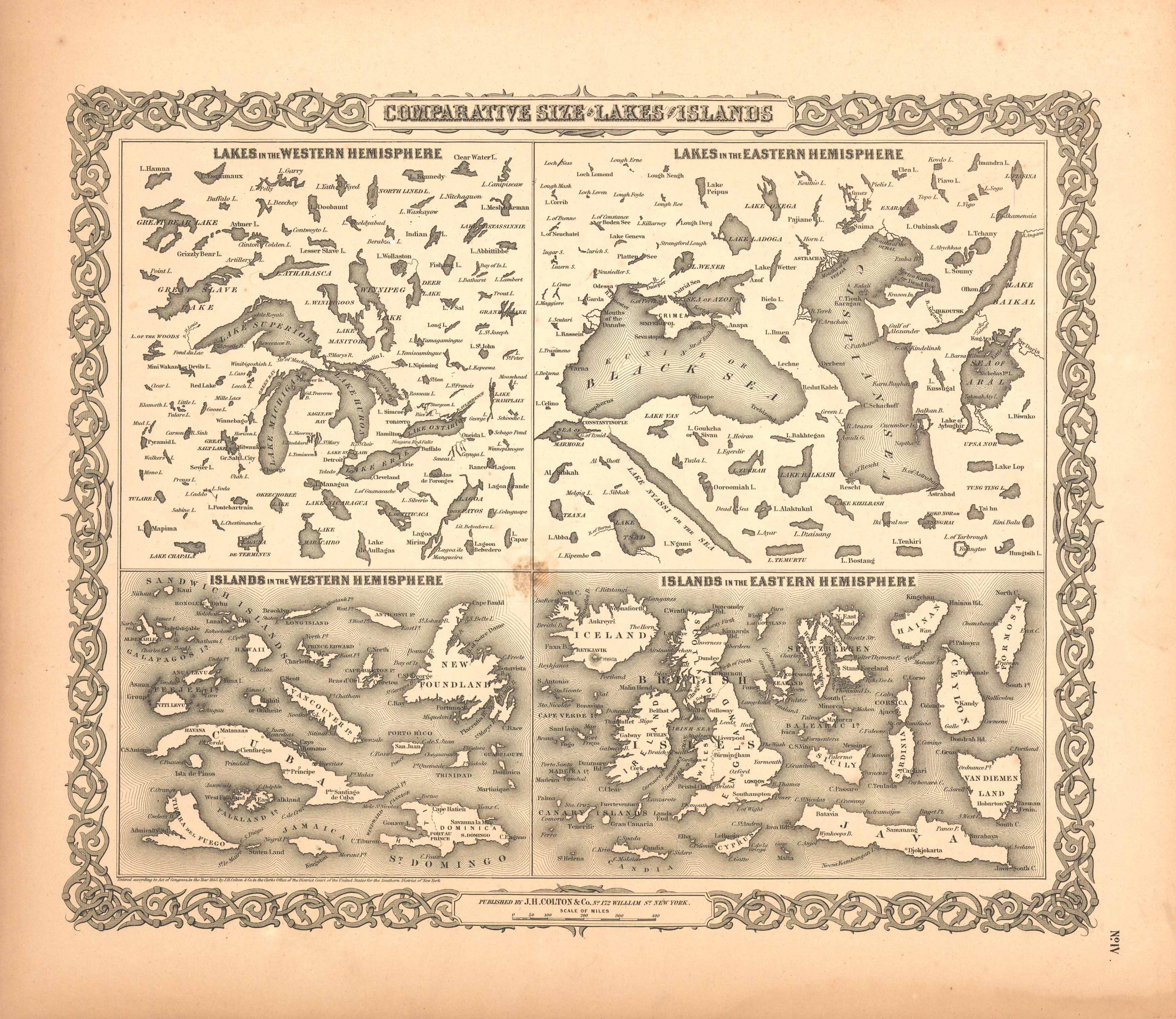 Comparative Size of Lakes and Islands - Art Source International