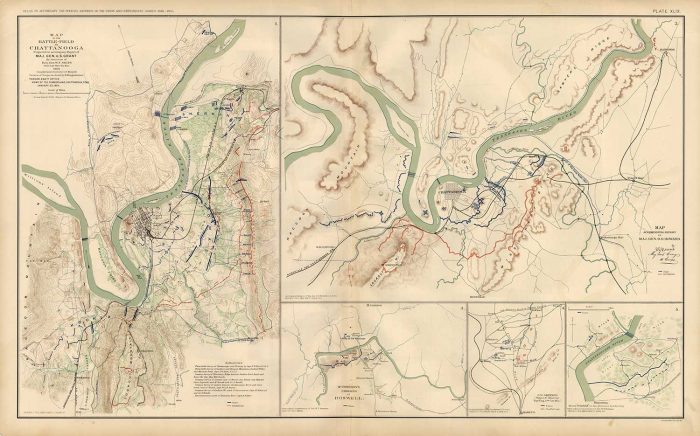 Civil War Atlas; 1892; Plate 49; Map Battlefield Chattanooga,Tennessee ...