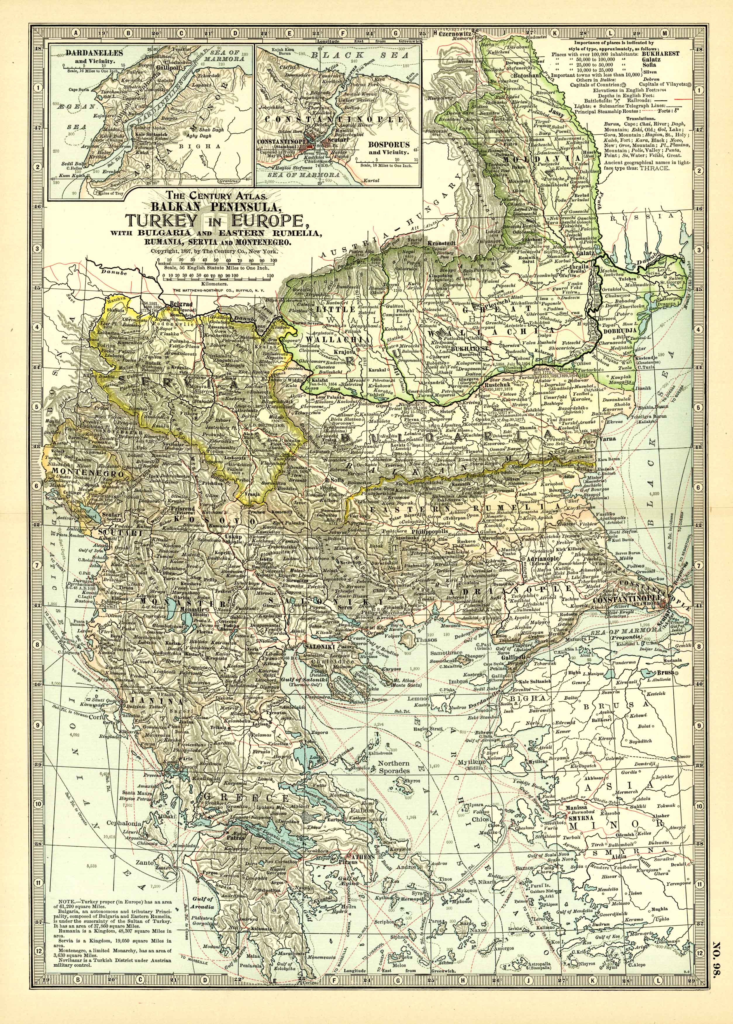 Balkan Peninsula, Turkey in Europe, with Bulgaria, Eastern Rumelia ...