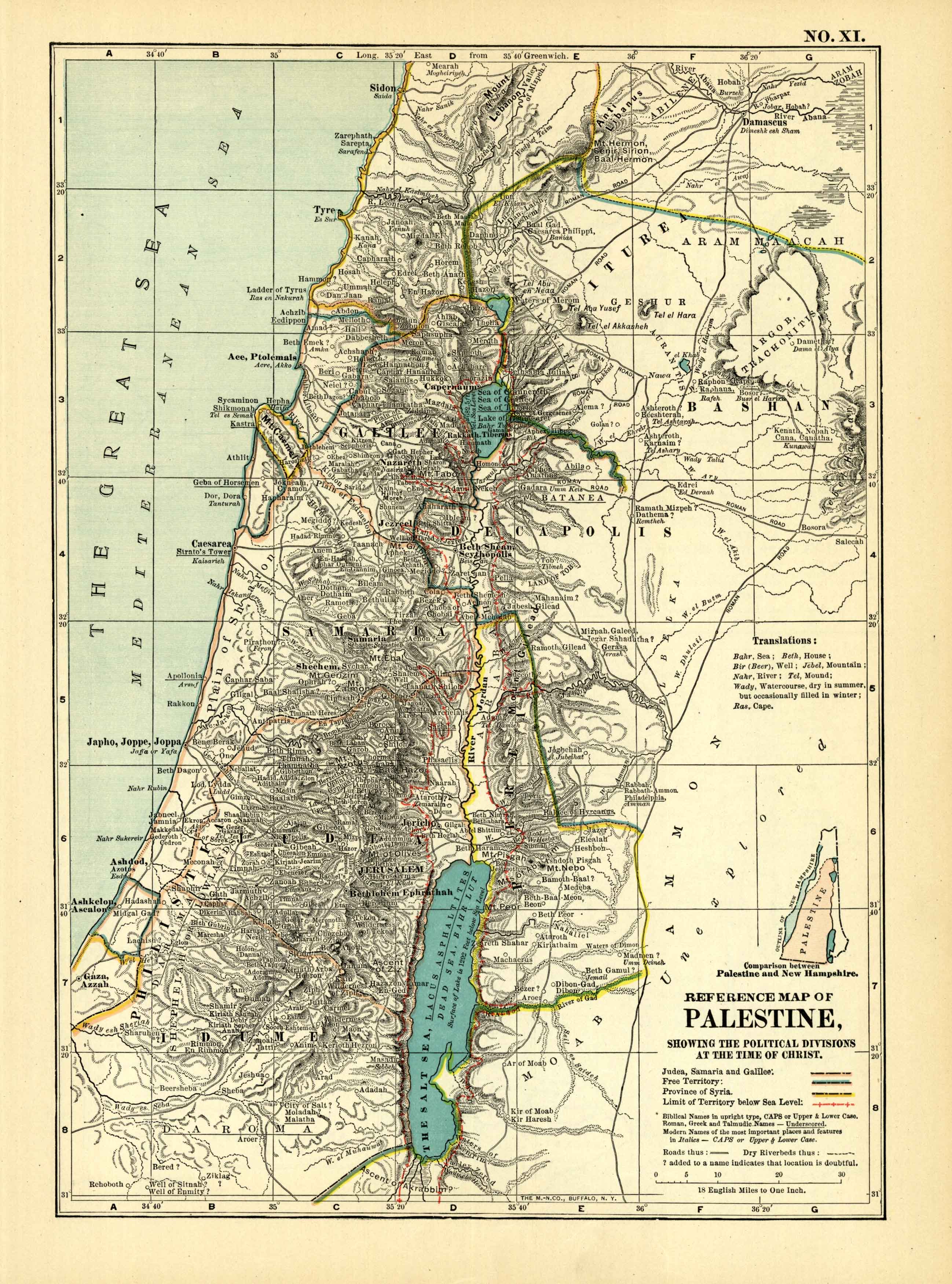 Reference Map of Palestine Showing the Political Divisions During the 