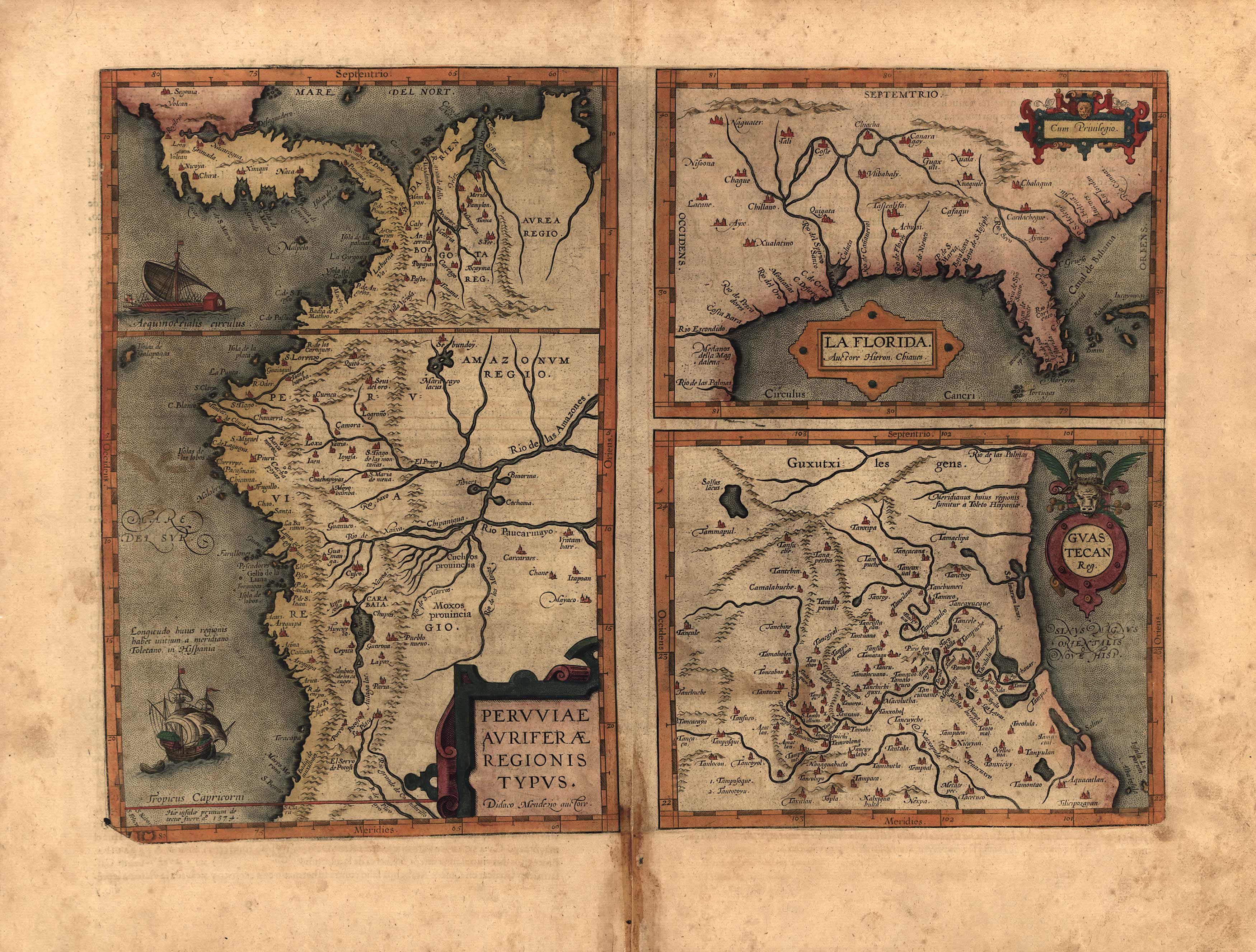 Old map of North America and South America Old map of North America and South America