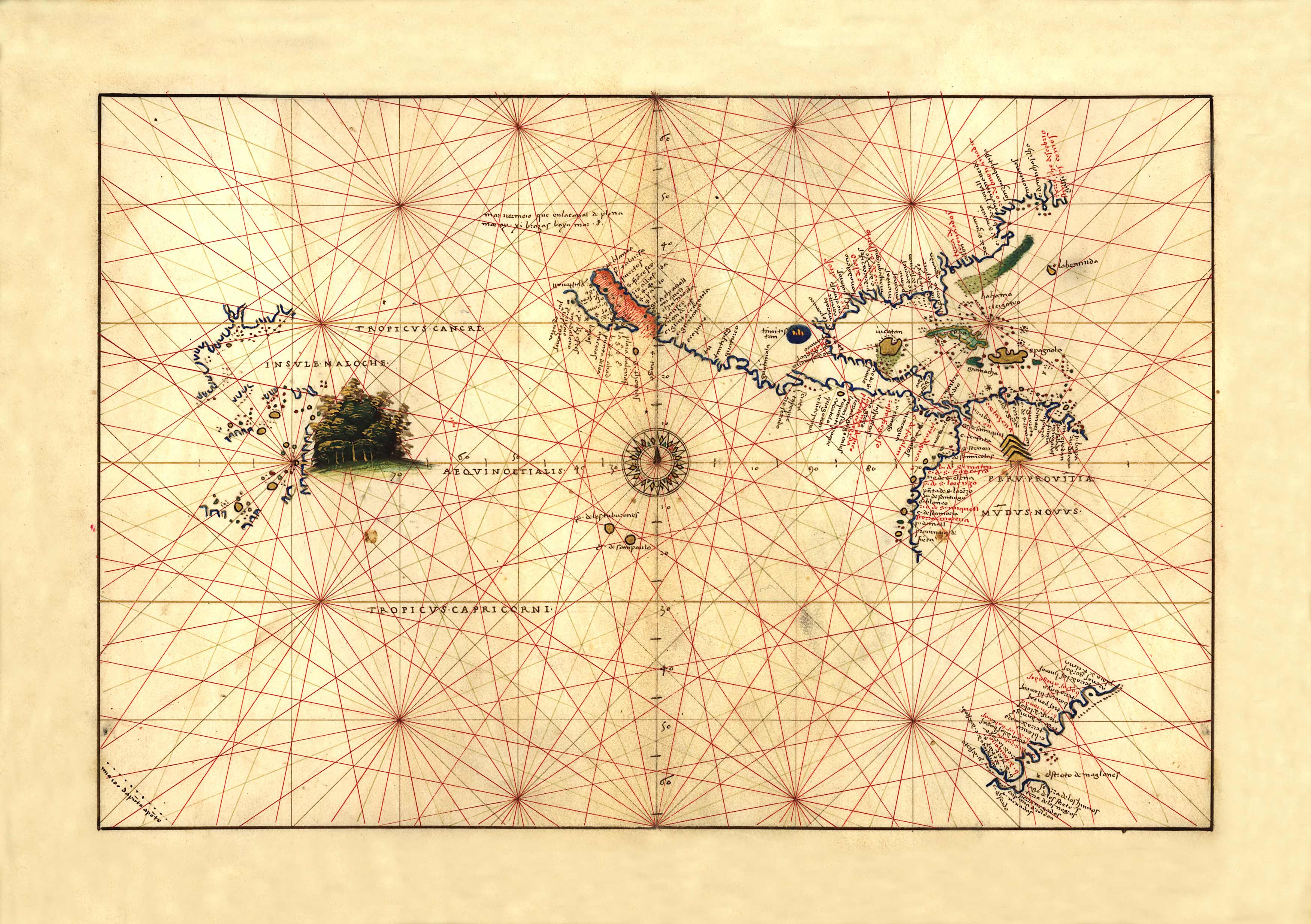 Old map of North America and South America Old map of North America and South America