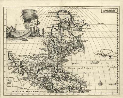 Old map of North America and Central America Old map of North America and Central America