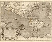 Old map of North America and South America