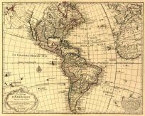 Old map of North America and South America