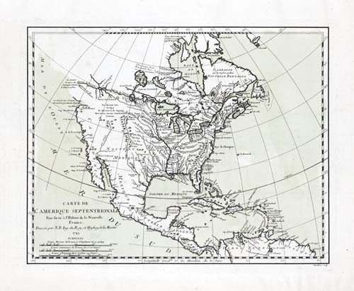 Old map of North America and Central America