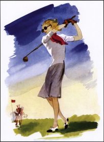 Lady Golfer Takes a Swing
