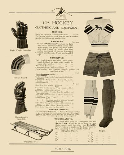Ice Hockey Clothing and Equipment - 1934-1935 Season