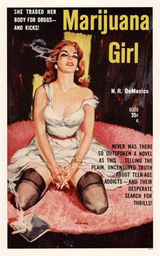 Marijuana Girl Vintage 1950's Pulp Novel Drugs A4 Poster Reprint 
