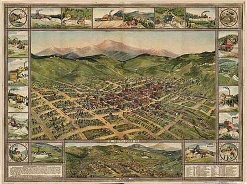 Bird's eye view of Cripple Creek mining district: 1896