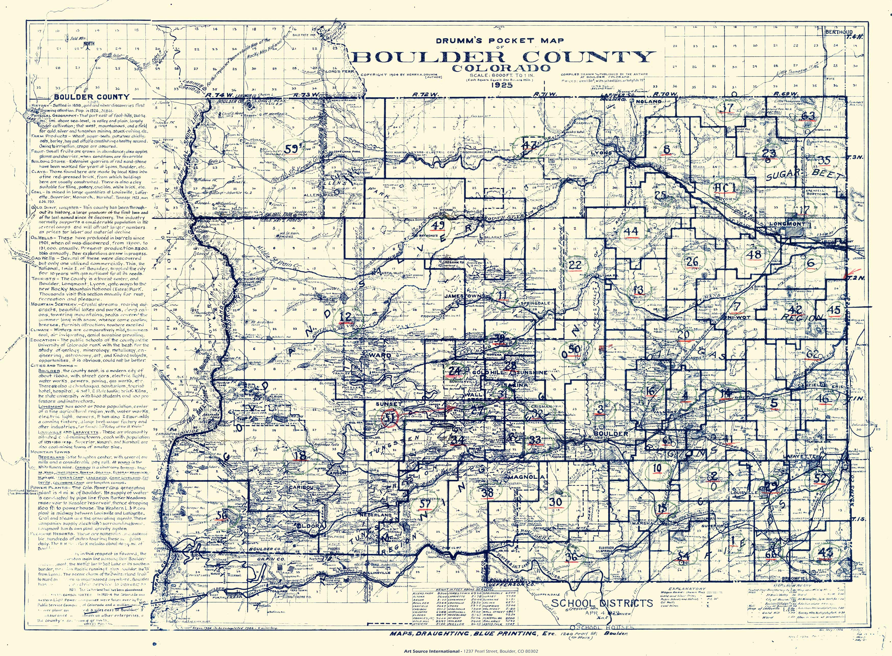Drumm's Pocket Map of Boulder County