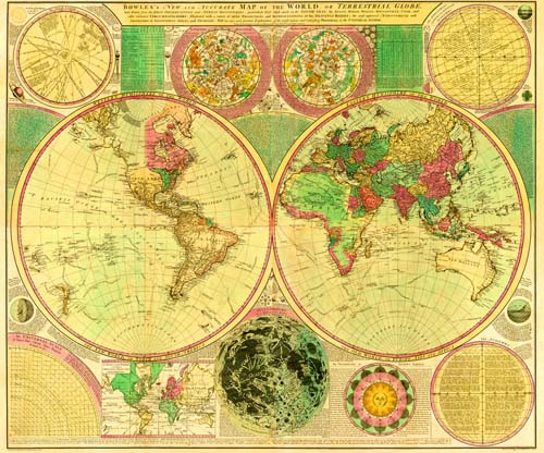 Bowle's New & Accurate Map of the World or Terrestrial Globe Bowle's New & Accurate Map of the World or Terrestrial Globe
