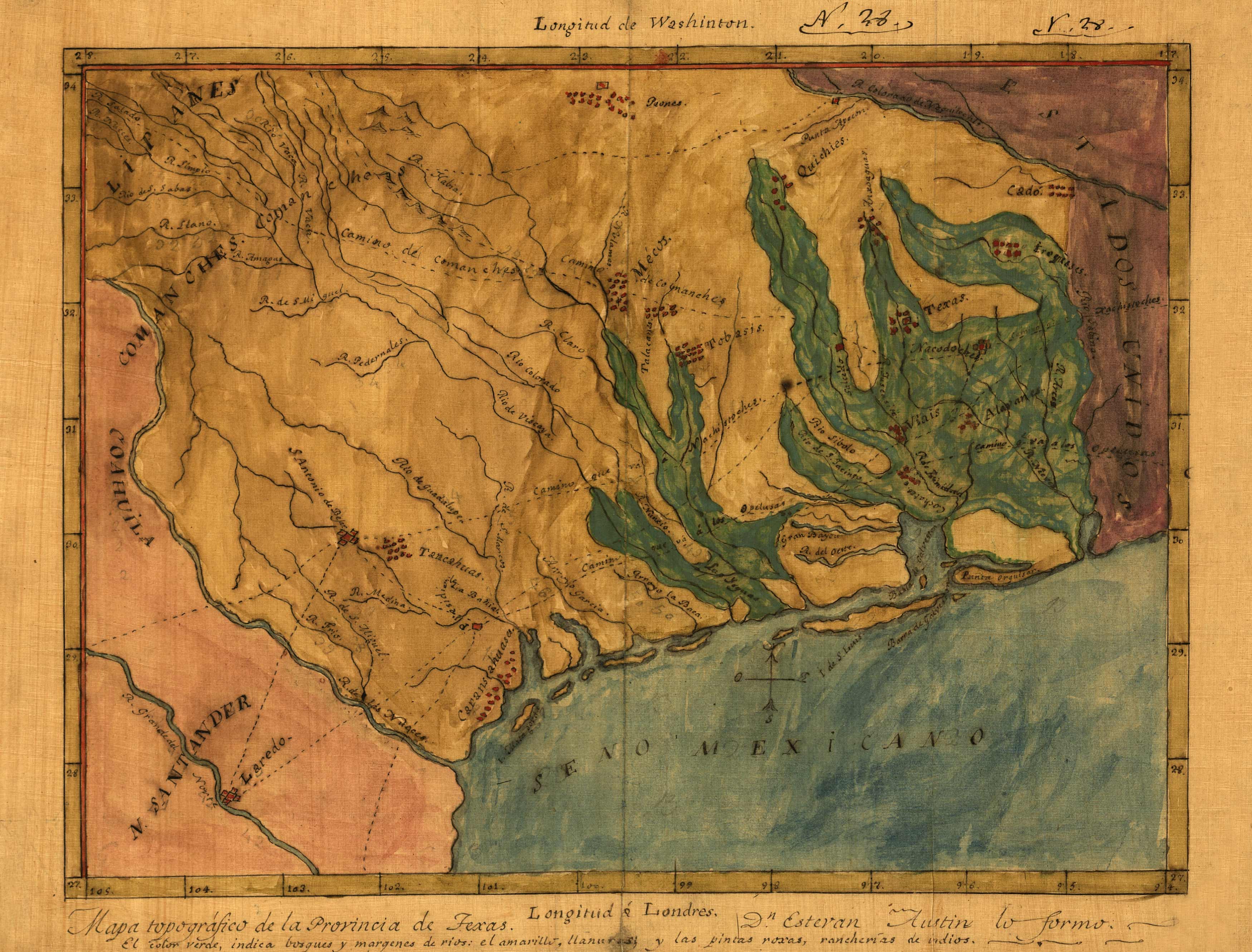 Mapa Topogrï¿½fico de la Provincia de Texas