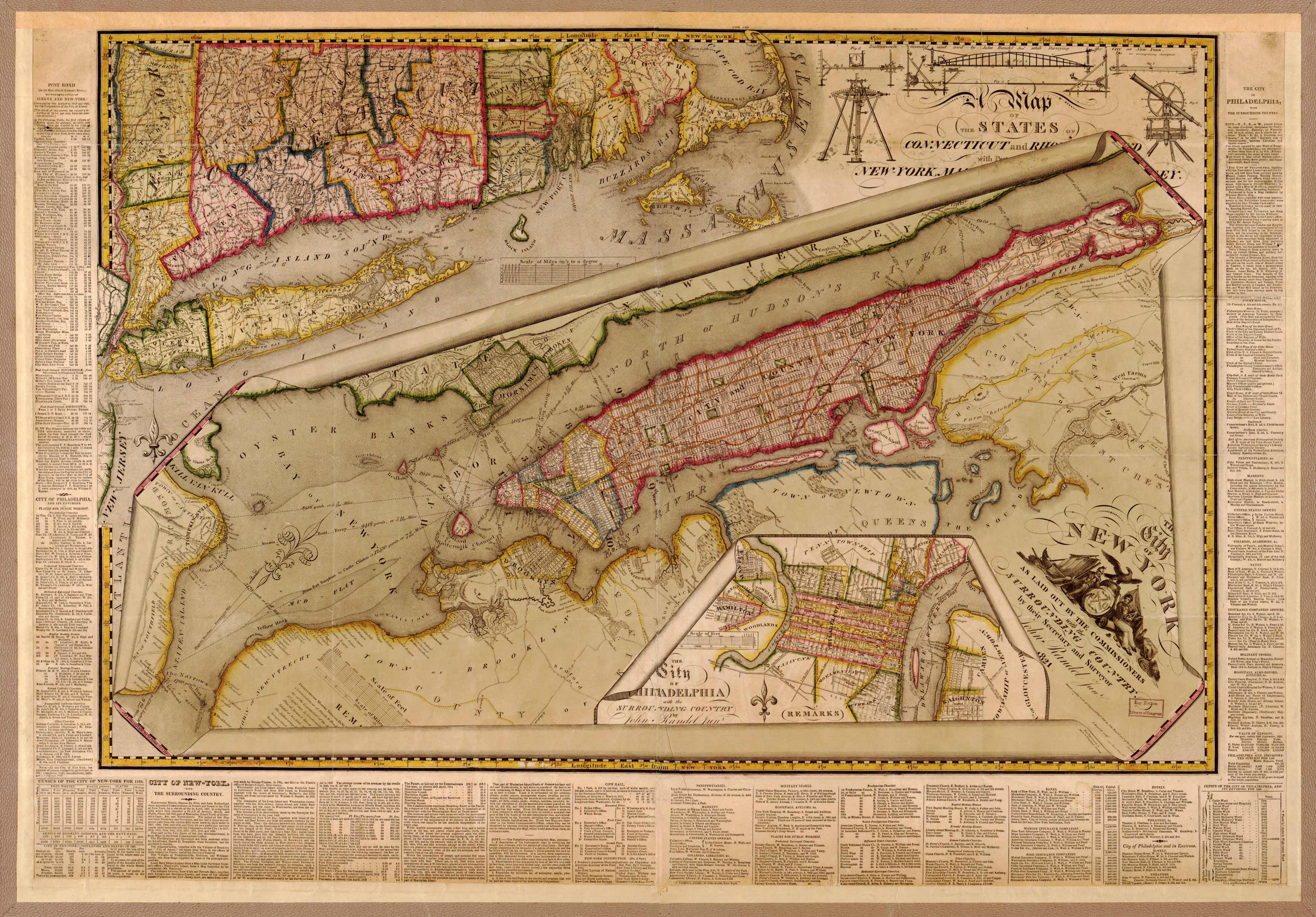 City of New York with the Surrounding Country - 1821