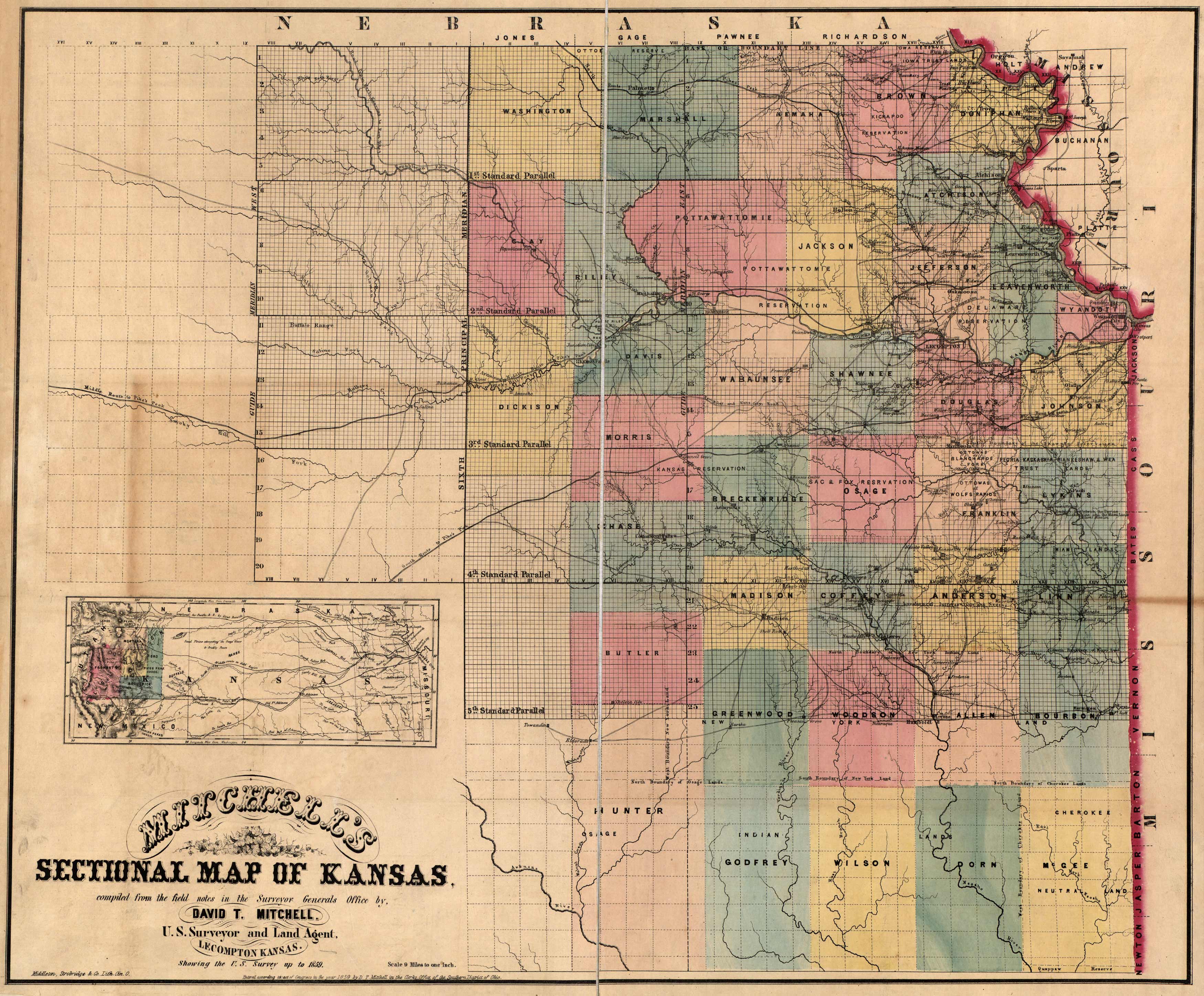 Mitchell's Sectional Map of Kansas