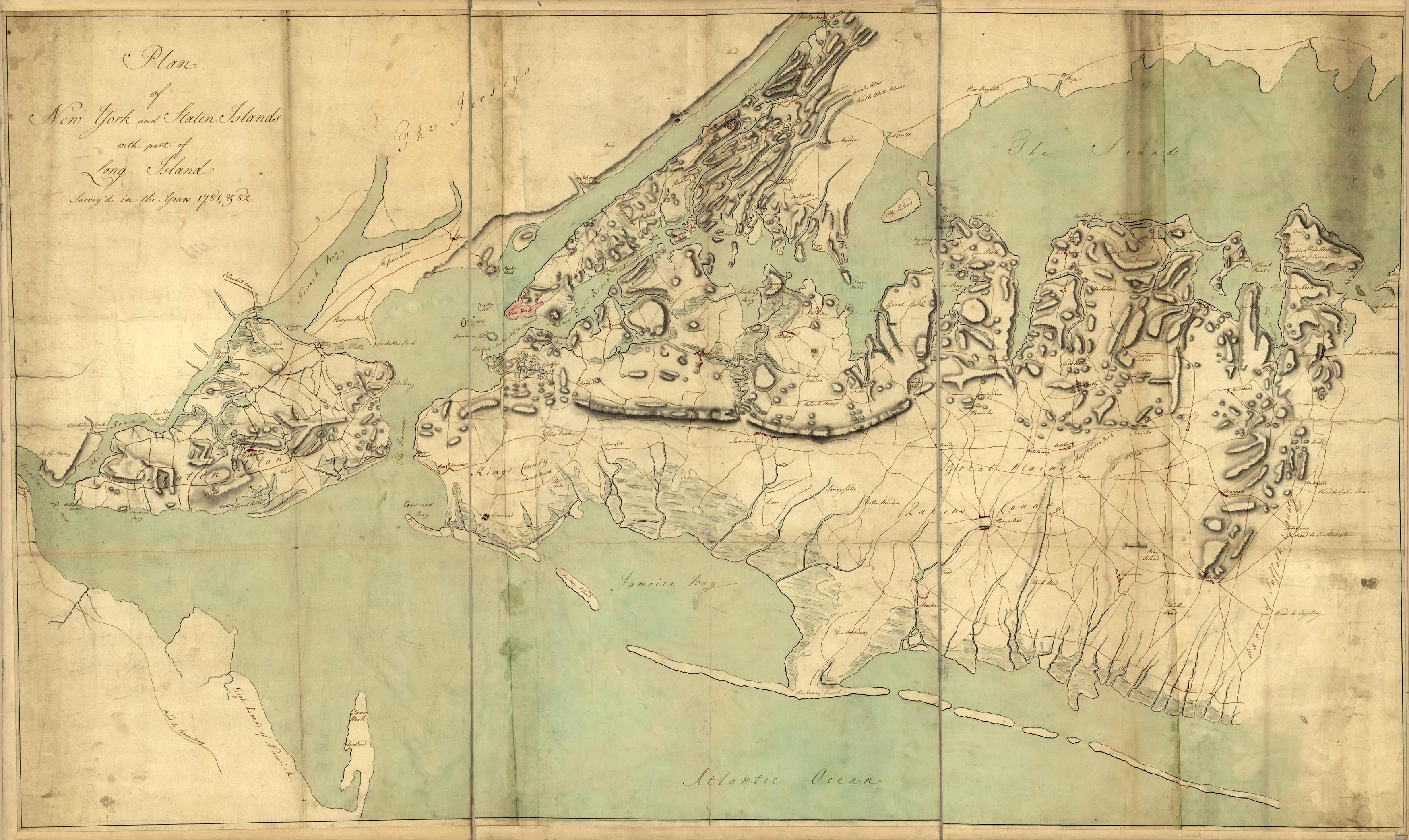 Plan of New York and Statan Islands with part of Long Island Survey'd in the Years 1781 & 82