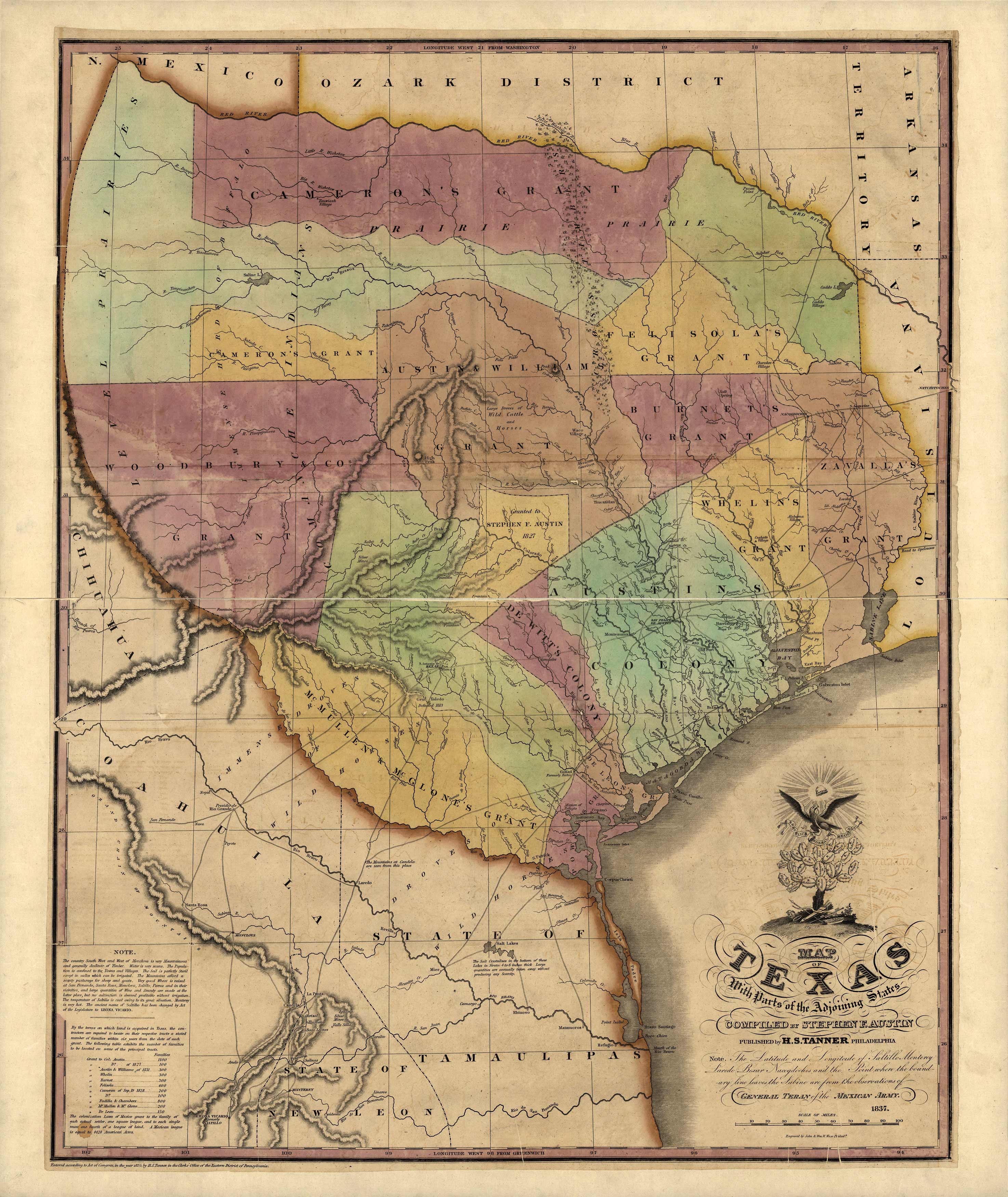 Map of Texas with Maps of the Adjoining States Map of Texas with Maps of the Adjoining States