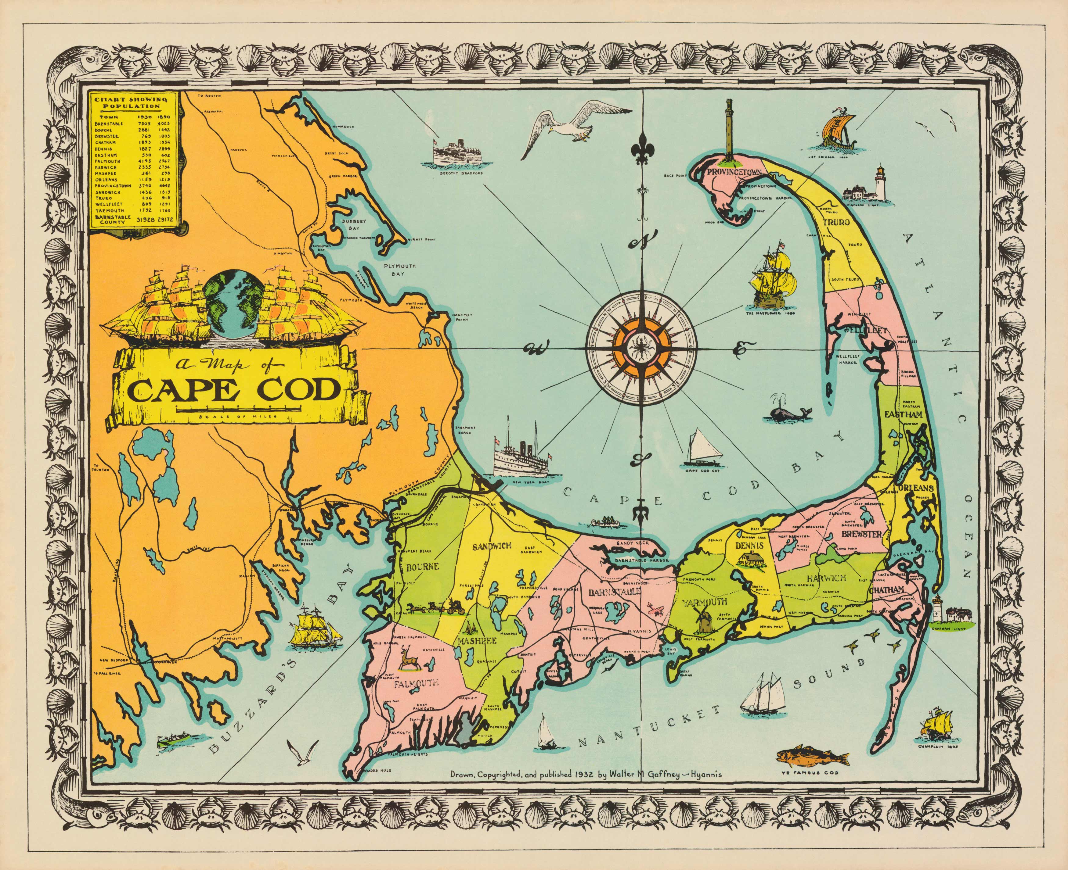 A Map of Cape Cod - Art Source International