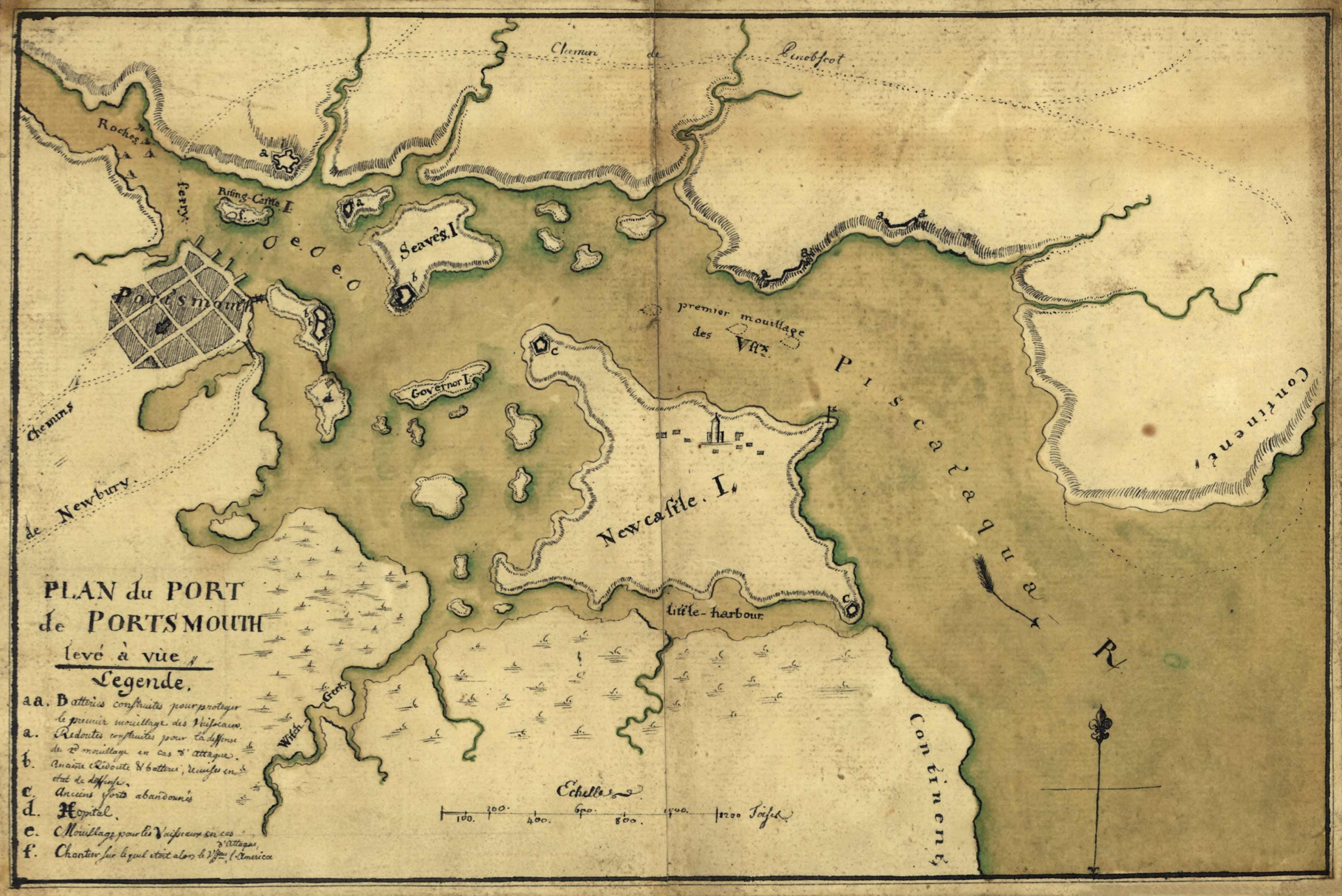 Plan Du Port De Portsmouth Map Of Portsmouth Harbour Art Source   ASIR 237 ROCHAMBEAU 1782 PORTSMOUTH 