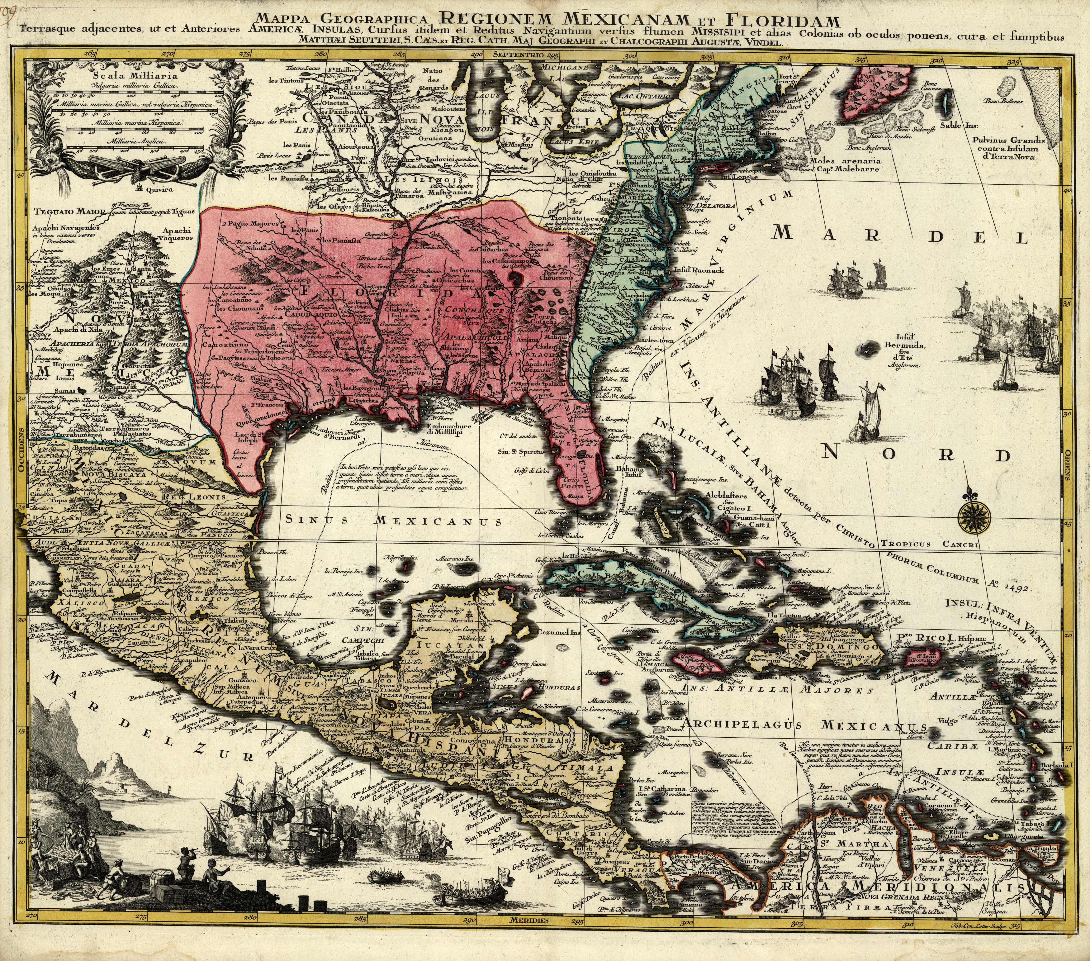 Mappa Geographica Regionem Mexicanam et Floridam... [Gulf of Mexico