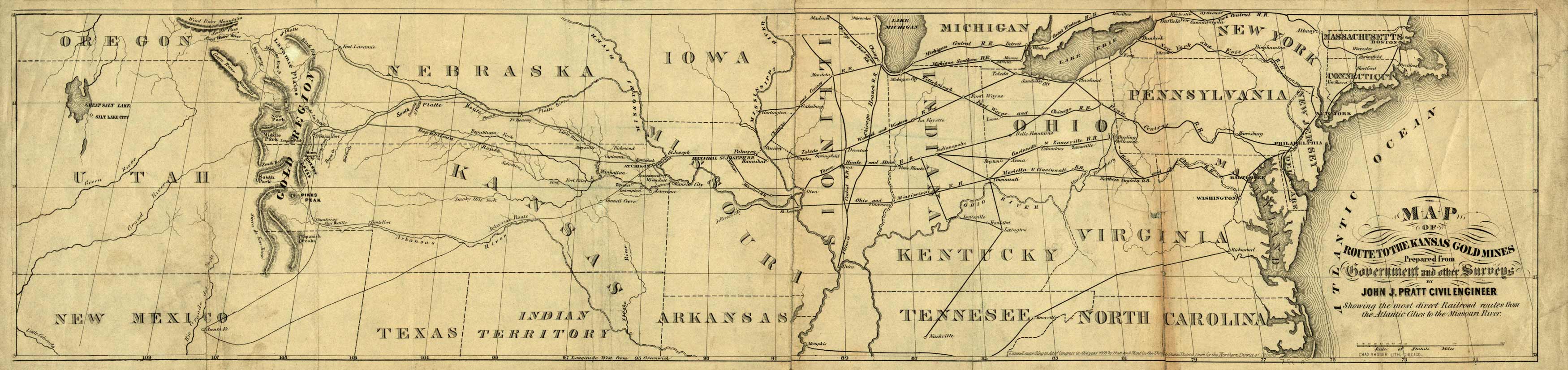 Map of Route to the Kansas Gold Mines Map of Route to the Kansas Gold Mines