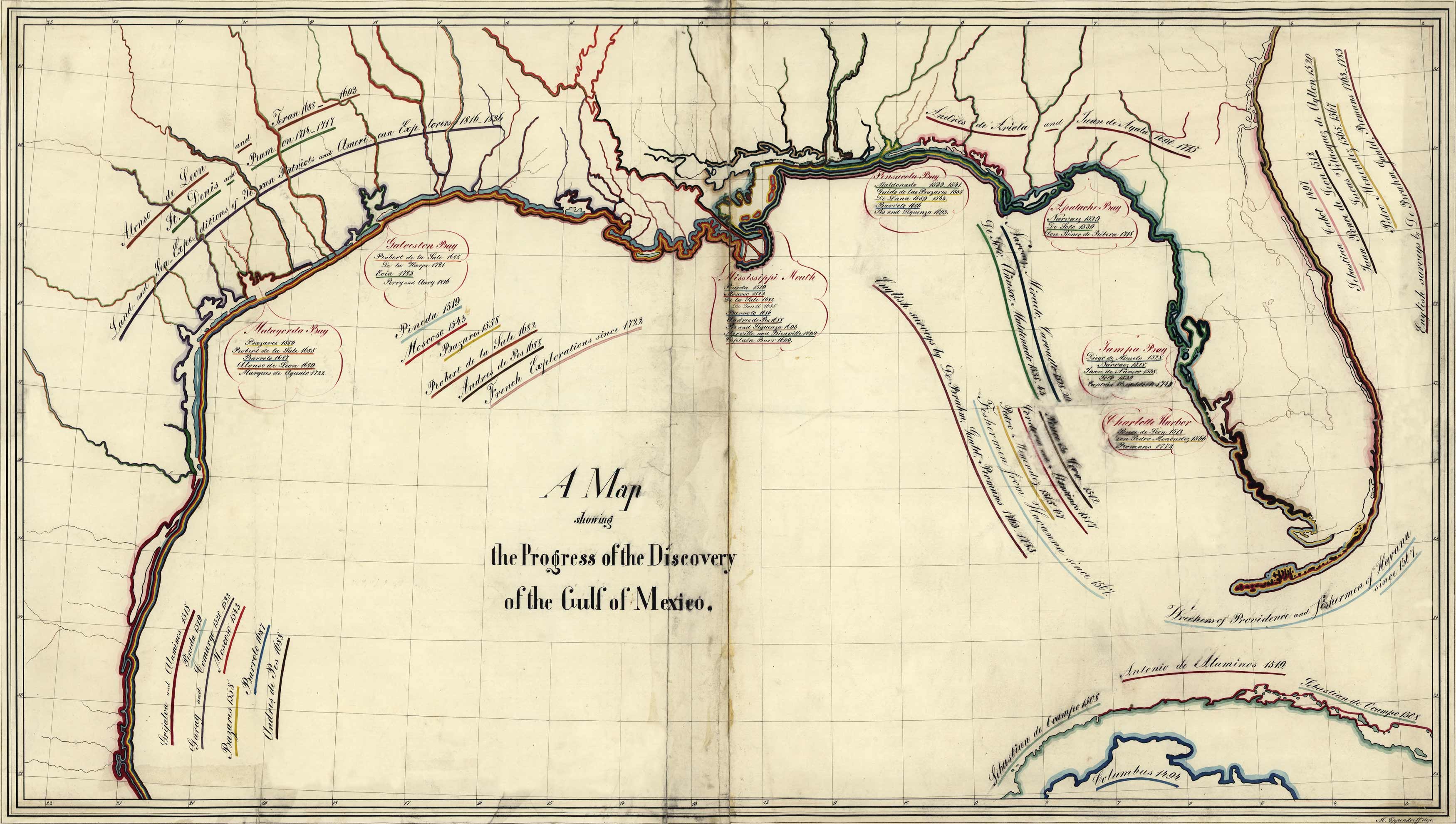 A Map showing the Progress of the Discovery of the Gulf of Mexico A Map showing the Progress of the Discovery of the Gulf of Mexico