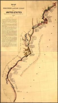 Map of the discovery of the East Coast of the United States