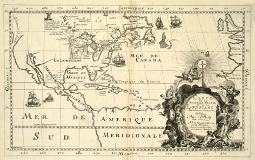 Carte de la nouvelle France et de la Louisiane nouvellement decouverte dediee au Roy l'An 1683