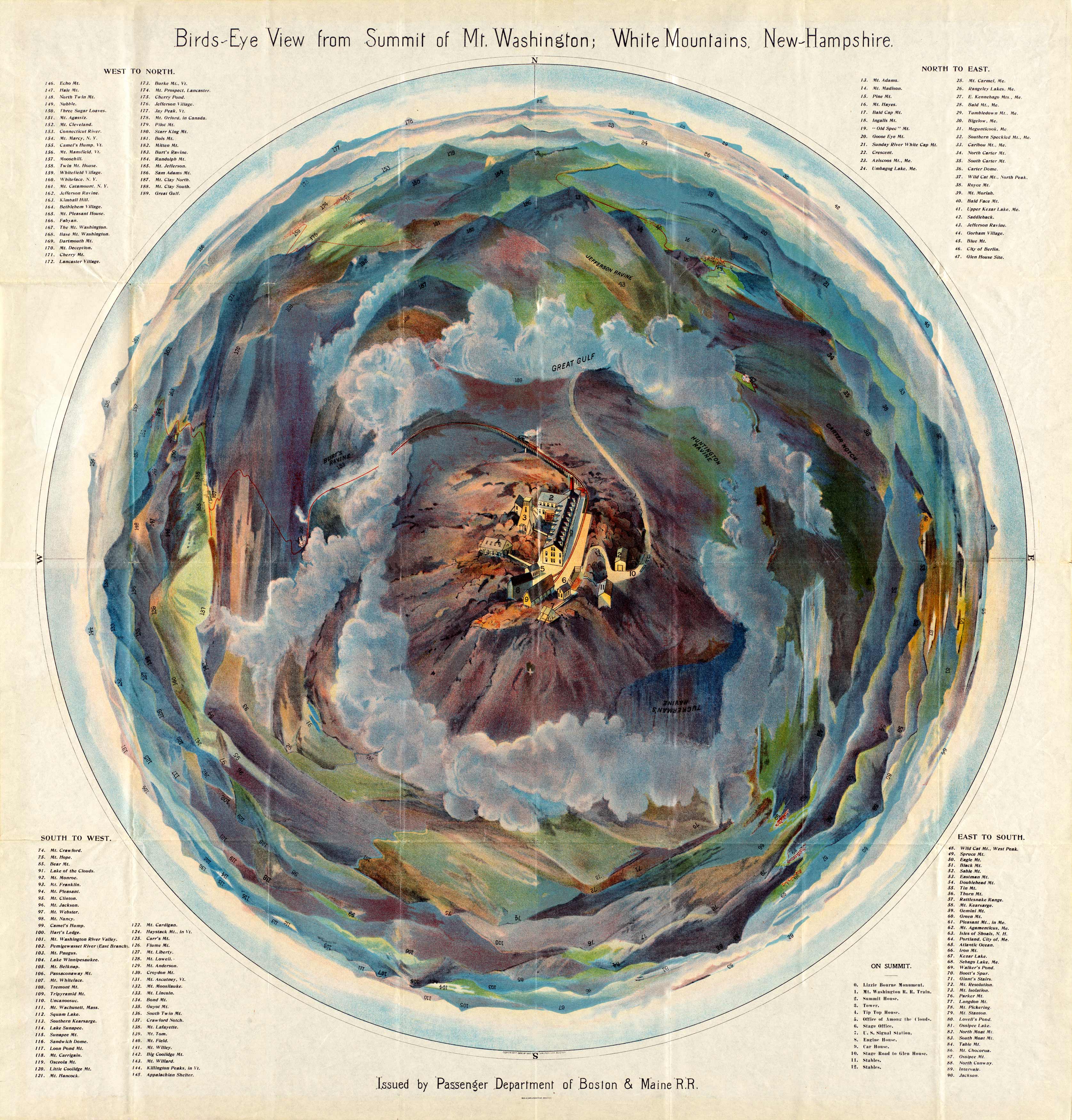 Birds-Eye View from Summit of Mt. Washington; White Mountains