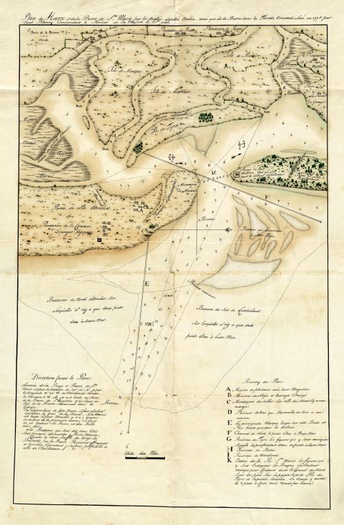 Plan du Havre et de la barre de Ste. Marie par les Angloises appelleï¿½e Ameï¿½lia