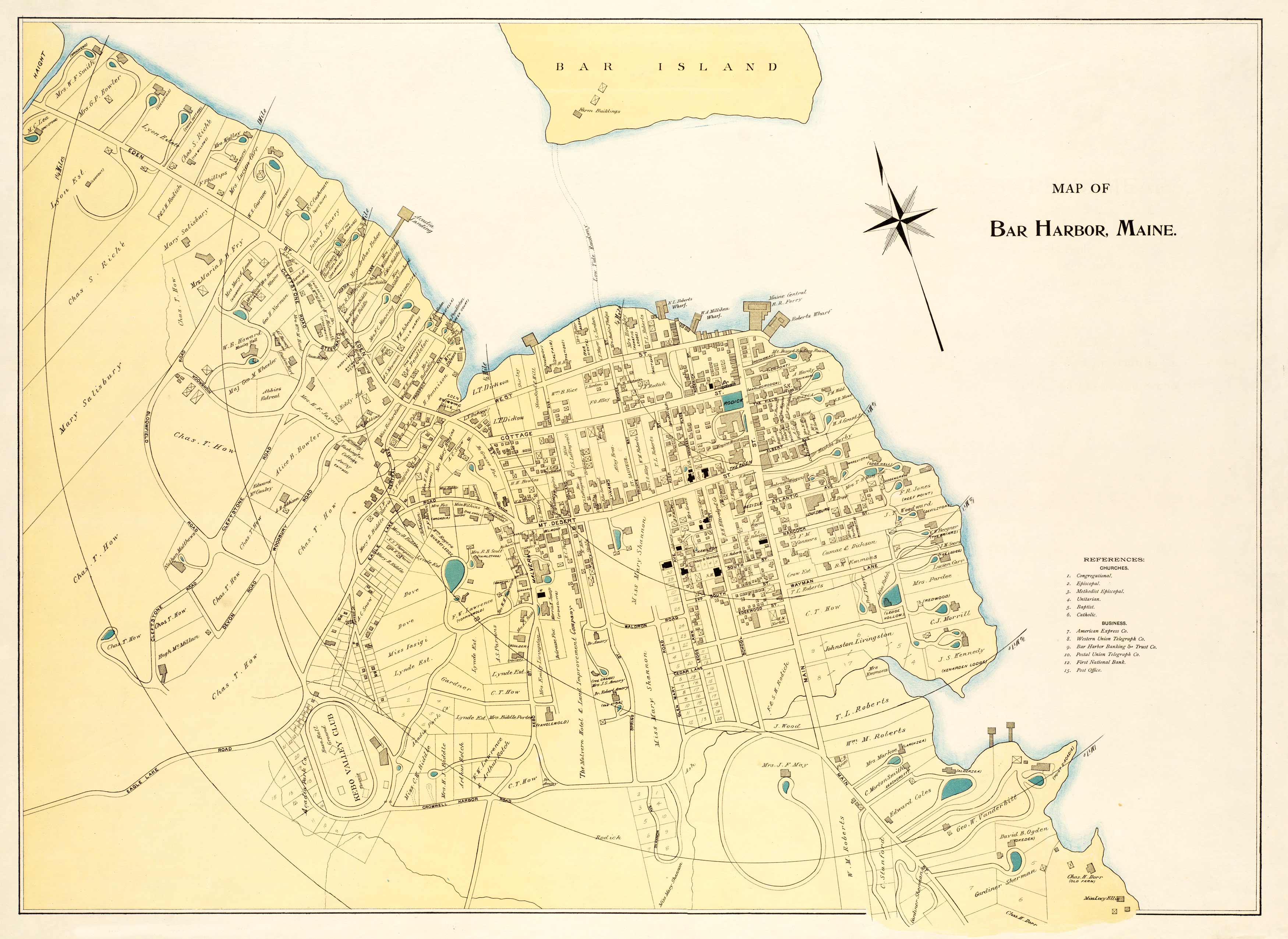 Map of Bar Harbor, Maine - Art Source International