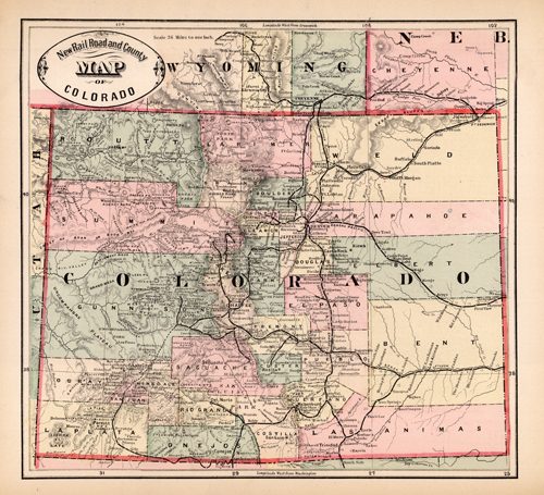 New Rail Road and County Map of Colorado