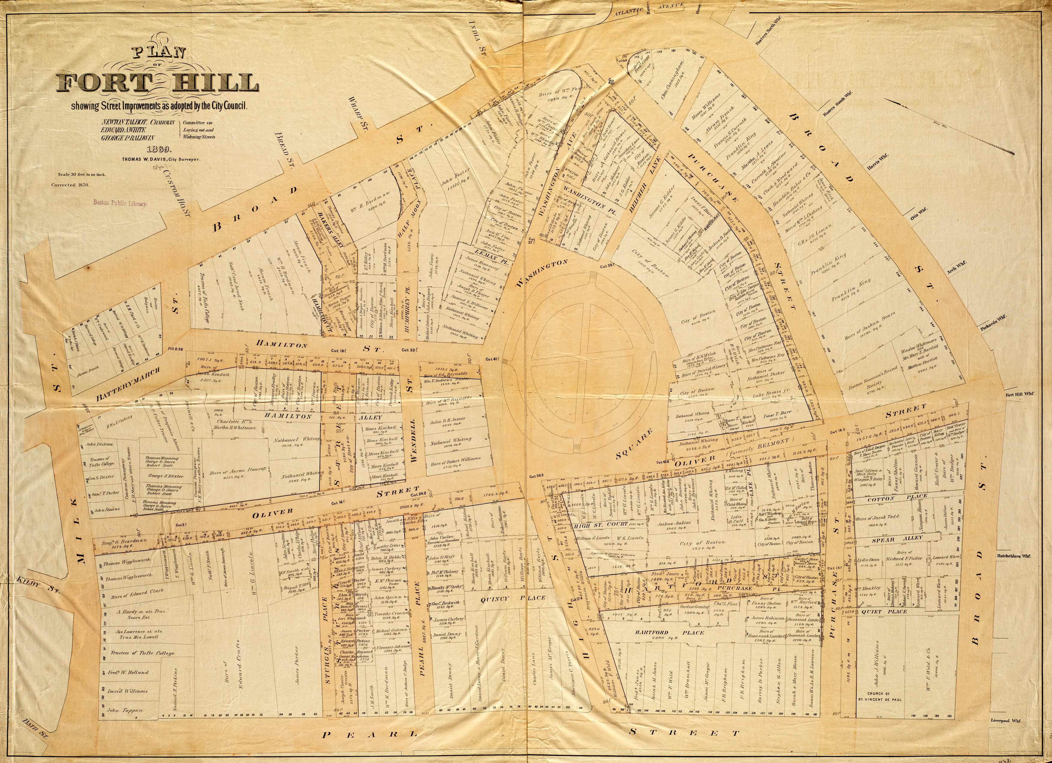 Plan of Fort Hill showing street improvements as adopted by the City Council
