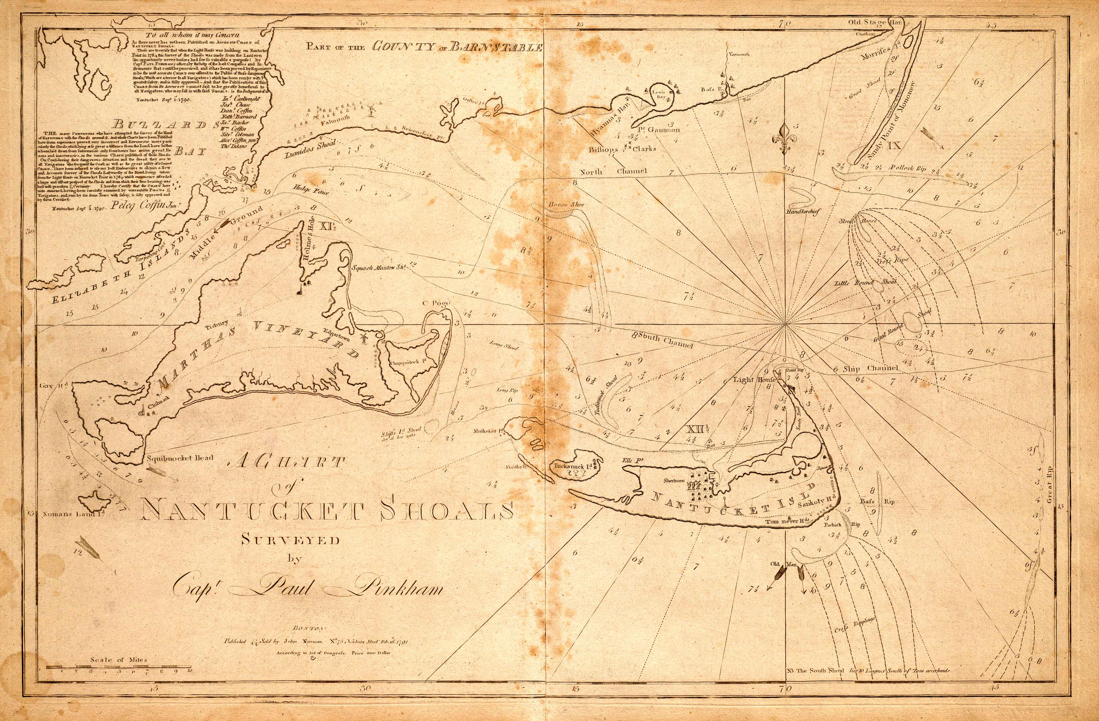 A Chart of Nantucket Shoals by Capt. Paul Pinkham