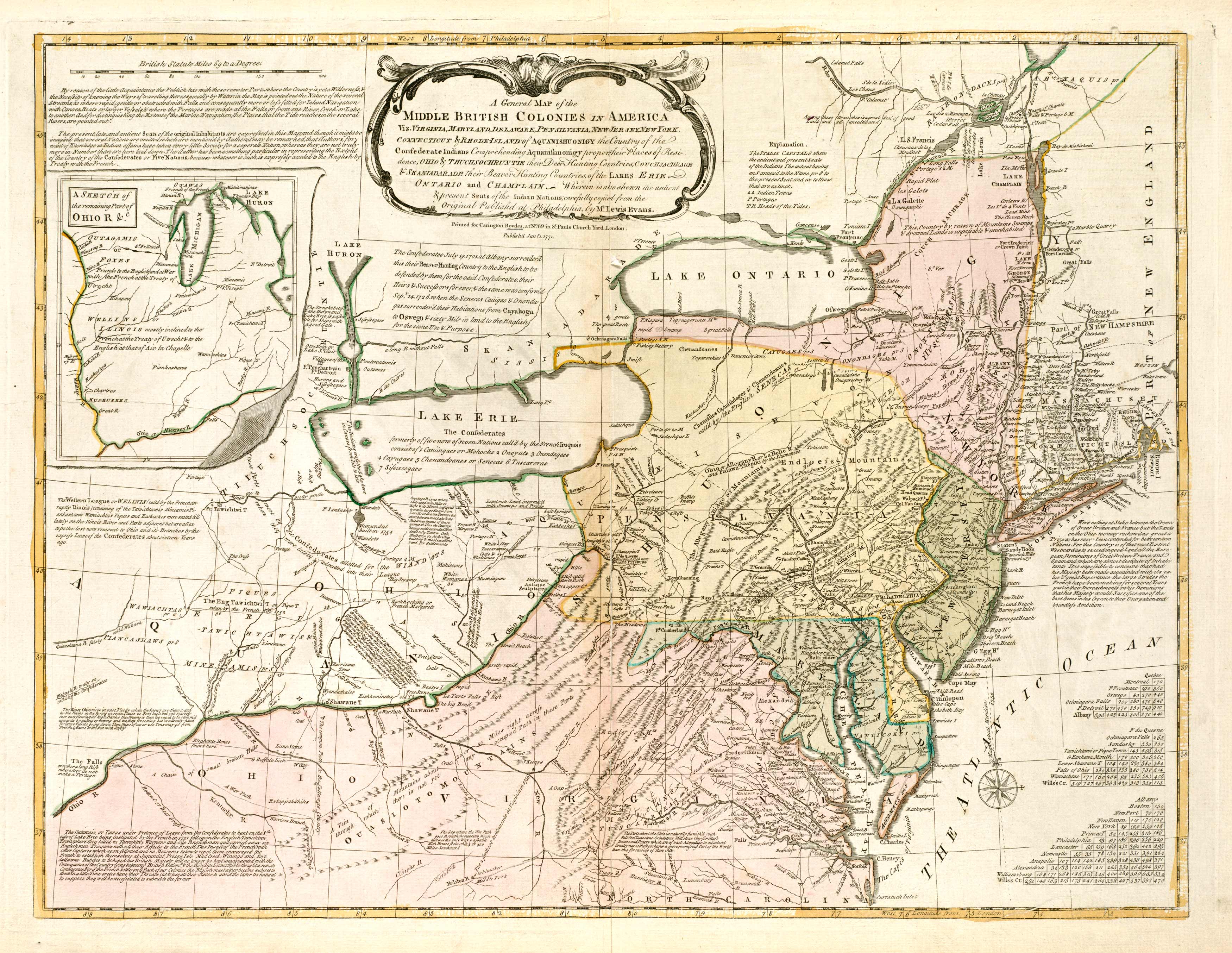 A General Map Of The Middle British Colonies In America - Art Source 