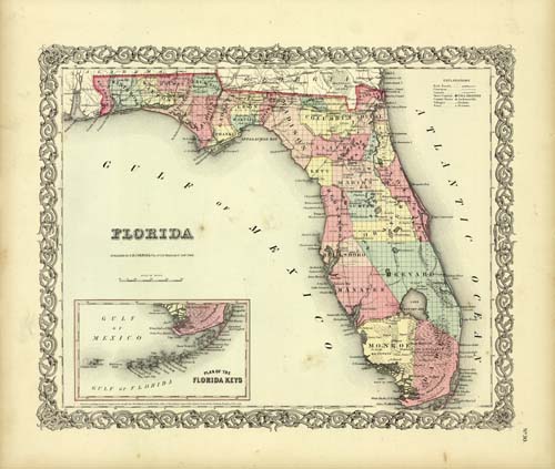 Colton's Map of Florida 1856