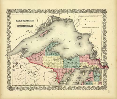 Colton's Map of Lake Superior and the Northern Part of Michigan 1856 Colton's Map of Lake Superior and the Northern Part of Michigan 1856