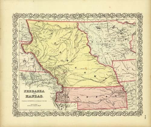 Colton's Map of Nebraska and Kanzas 1856